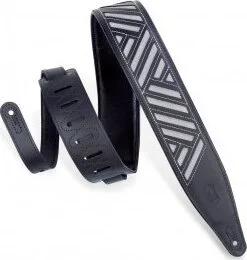 Levy's 2 1/2" wide black chrome-tan leather guitar strap.