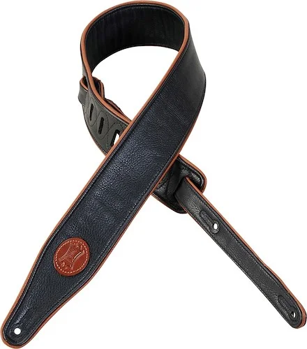 Levy's 2 1/2" wide black garment leather guitar strap.