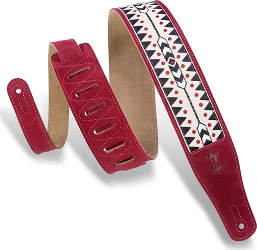Levy's 2 1/2" wide burgundy suede leather guitar strap. 