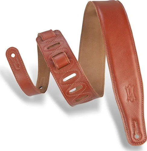 Levy's 2 1/2" wide tan garment leather guitar strap.