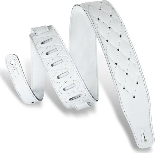 Levy's 2 1/2" wide white garment leather guitar strap