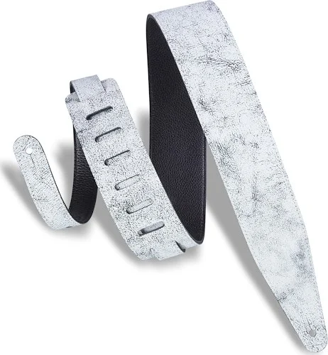 Levy's 2 1/2" wide white garment leather guitar strap