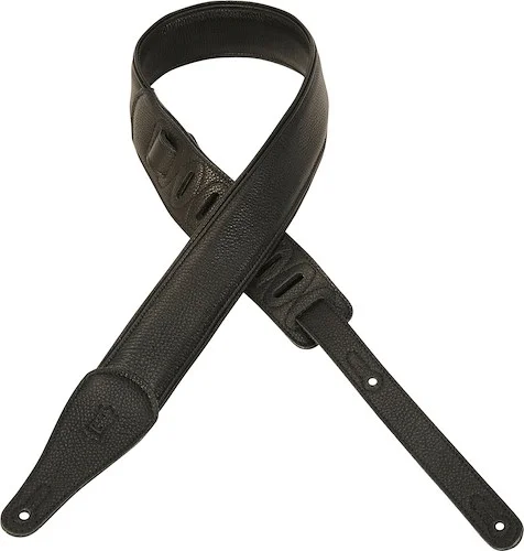 Levy's 2 1/4" wide black garment leather guitar strap.
