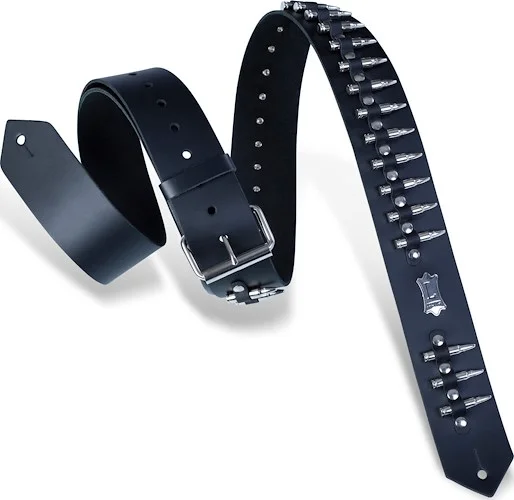 Levy's 2" wide black genuine leather guitar strap.