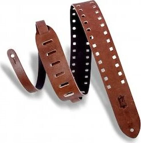 Levy's 2" wide brown veg-tan leather guitar strap.