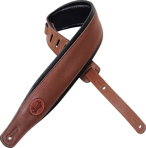 Levy's 3" wide brown garment leather guitar strap.