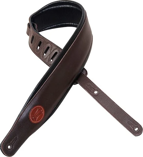 Levy's 3" wide dark brown garment leather guitar strap.