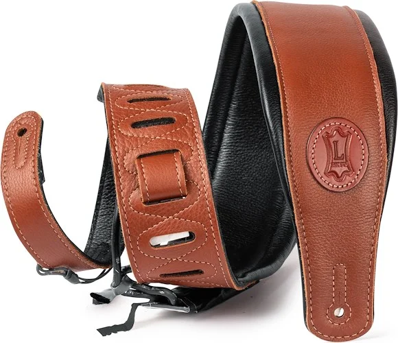 Levy's 3" wide tan garment leather guitar strap.