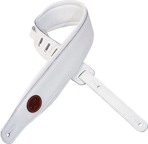 Levy's 3" wide white garment leather guitar strap.