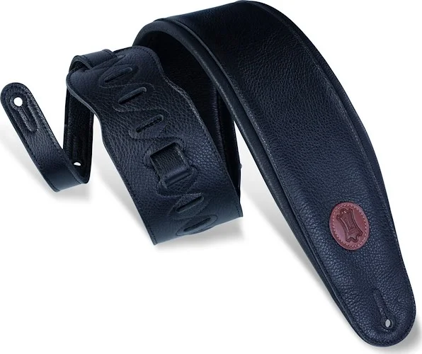 Levy's 4 1/2" wide black garment leather bass guitar strap.
