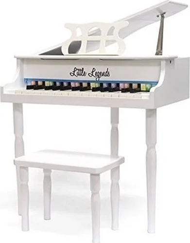 Little Legends LLBGD303W 3 Leg Baby Grand 30-Key Toy Piano w/ Bench, White