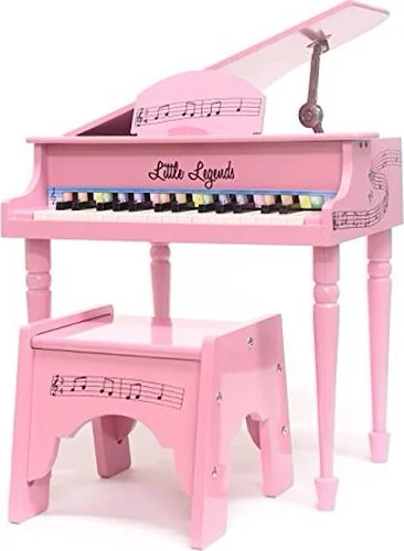 Little Legends LLBGD304P 4 Leg Baby Grand 30-Key Toy Piano w/ Bench, Pink