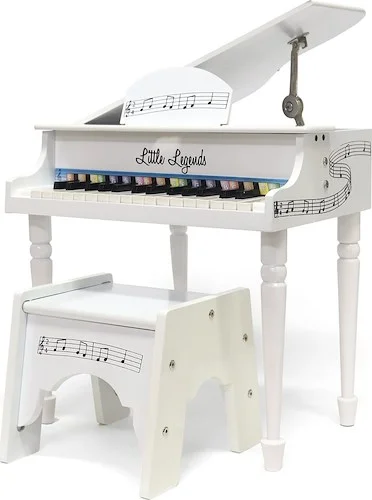 Little Legends LLBGD304W 4 Leg Baby Grand 30-Key Toy Piano w/ Bench, White