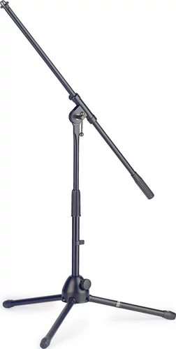 Low profile 2-section microphone stand with folding legs