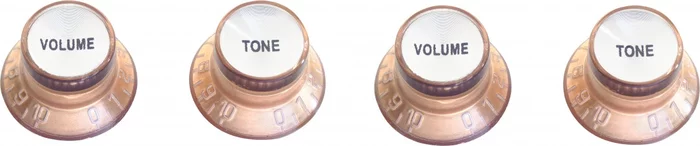 Volume (x 2) and tone (x 2) knobs for P type electric guitar, golden