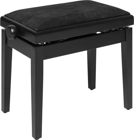 Matt black hydraulic piano bench with fireproof black velvet top Image