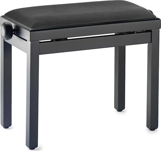 Matt black piano bench with black ribbed velvet top