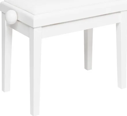 Matt white piano bench with white velvet top Image