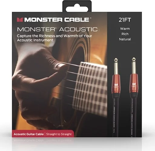 Monster 600558-00 Prolink Acoustic 1/4" Instrument Cable. 21 ft - Straight to Straight