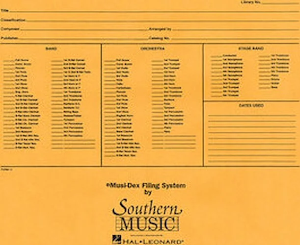 Musidex Band/Orchestra Concert Size Filing Envelope