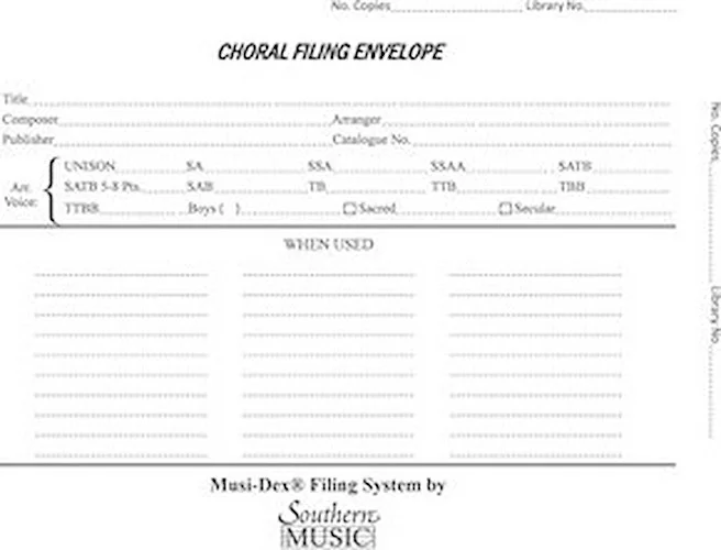 Musidex Choral Filing Envelopes