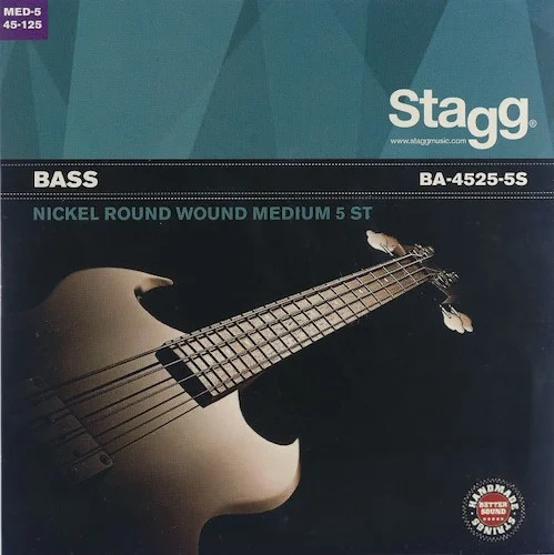 Nickel round wound set of strings for 5-string electric Bass guitar