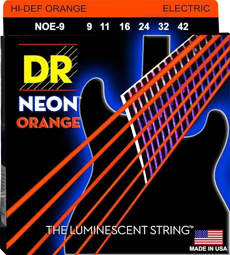 DR Strings NOE-9 Hi-Def Neon Electric Guitar Strings. 9-42