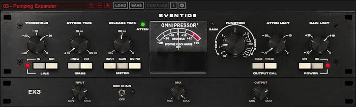Omnipressor (Download)<br>Double knee compressor/expander with an attitude - a recreation of the first dynamics processor