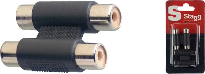 One-piece audio adaptor - Dual Fem. phono socket / Dual Fem. phono socket