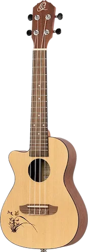 Ortega Guitars Bonfire Series Concert Size Left-Handed Ukulele Natural Finish