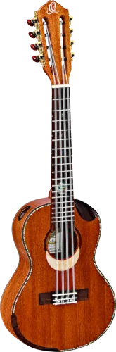 Ortega Guitars ECLIPSE-TE8 Eclipse Series 8-String Tenor Ukulele All Solid Mahogany, Walnut Armrest & Scalloped Cutaway with Free Deluxe Gig Bag