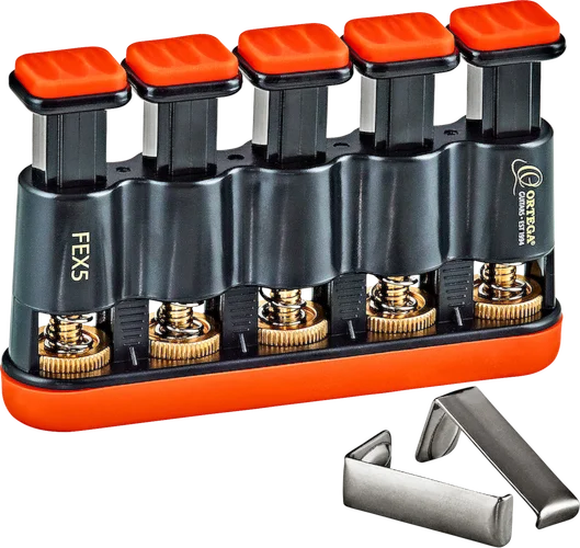 Ortega Guitars FEX5 Finger & Hand Exerciser with 5 Tension Adjustable & Lockable Pistons for Strength Training  