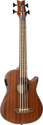 Ortega Guitars Lizard Series Long Scale Uke Bass Natural Finish w/Deluxe Bag