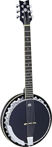 Ortega Guitars OBJ350/6-SBK Raven Series Guitar-Banjo 6-string with Resonator Body