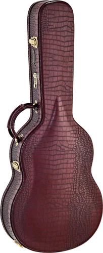 Ortega Guitars OCCPRO-T Classical Thinline Guitar Deluxe Case Arch Top, Bronze Hardware, Brown Croco