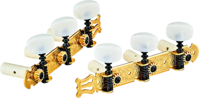 Ortega Guitars OTMSTD-GOWH Classical Tuning Machines Gold Lyra-Design with White Pearl Buttons