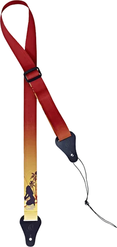 Ortega Guitars OUS- PALM Slim Nylon Ukulele Strap 1 1/2” Width, Palm Island Design