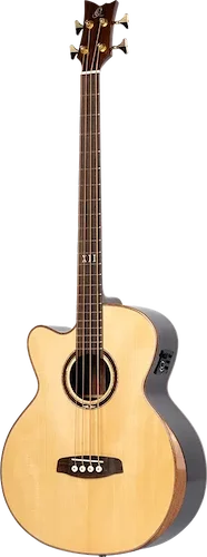 Ortega Guitars Private Room Striped Ebony Suite Left-Handed w/ Arm Rest Solid Top Acoustic-Electric Bass w/ Bag Image