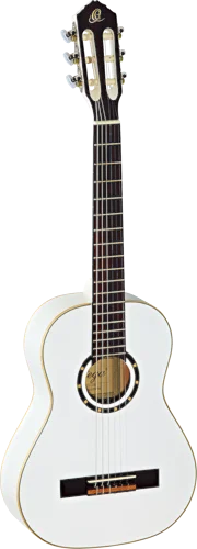 Ortega Guitars R121-1/2WH Family Series 1/2 Body Size Nylon 6-String Guitar w/ Free Bag, Spruce Top and Mahogany Body, White Gloss