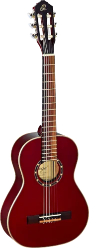 Ortega Guitars R121-1/2WR Family Series 1/2 Body Size Nylon 6-String Guitar w/ Free Bag, Spruce Top and Mahogany Body, Wine Red Gloss