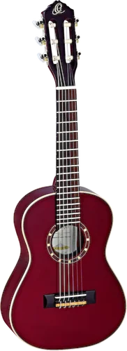Ortega Guitars R121-1/4WR Family Series 1/4 Body Size Nylon 6-String Guitar w/ Free Bag, Spruce Top and Mahogany Body, Wine Red Gloss