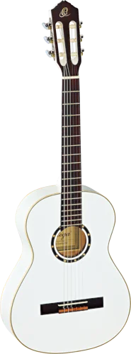 Ortega Guitars R121-3/4WH Family Series 3/4 Body Size Nylon 6-String Guitar w/ Free Bag, Spruce Top and Mahogany Body, White Gloss