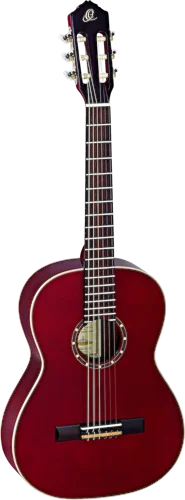 Ortega Guitars R121-7/8WR Family Series 7/8 Body Size Nylon 6-String Guitar w/ Free Bag, Spruce Top and Mahogany Body, Wine Red Gloss