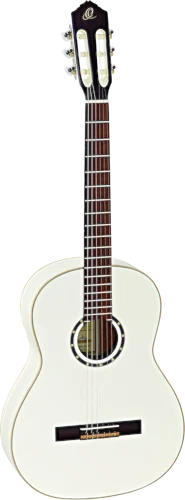 Ortega Guitars R121SNWH Family Series Slim Neck Nylon 6-String Guitar w/ Free Bag, Spruce Top and Mahogany Body, White Gloss