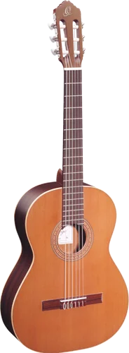 Ortega Guitars R190 Traditional Series Classical 6-String Guitar w/ Free Bag, Made in Spain with Solid North American Cedar Top and Caoba Body, Satin Finish