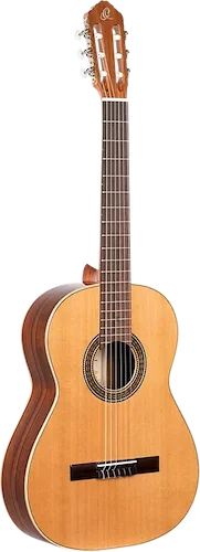 Ortega Guitars R220 Traditional Series Classical 6-String Guitar w/ Free Bag, Made in Spain with Solid North American Cedar Top and Mongoy Body, Gloss Finish