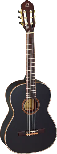 Ortega Guitars R221BK-7/8 Family Series 7/8 Body Size Nylon 6-String Guitar w/ Free Bag, Spruce Top and Mahogany Body, Black Gloss