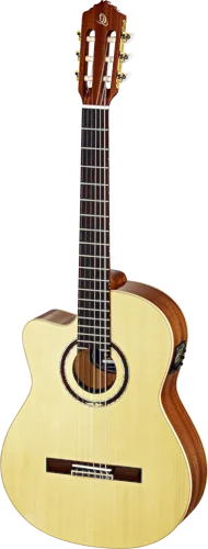 Ortega Guitars RCE138SN-L Feel Series Left Handed Slim Neck Acoustic Electric Nylon 6-String Guitar w/ Free Bag, Solid Canadian Spruce Top and African Mahogany Body, Natural Gloss Finish