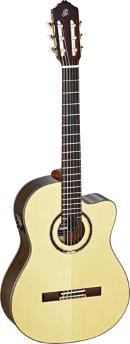 Ortega Guitars RCE158SN Feel Series Slim Neck Acoustic Electric Nylon 6-String Guitar w/ Free Bag, Solid Canadian Spruce Top and Walnut Body, Natural Gloss Finish