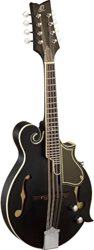 Ortega Guitars RMFE40SBK F-Style Series Arched Mandolin with F-Holes Spruce Top Maple Body & Built-in Electronics w/ Free Bag, Black Satin Finish